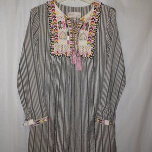 PHILOSOPHY LONG SLEEVE STRIPED AZTEC PRINT  WOMEN'S DRESS